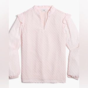 J. Crew Factory | V-Neck Ruffle Top in Blush Clip Dot
